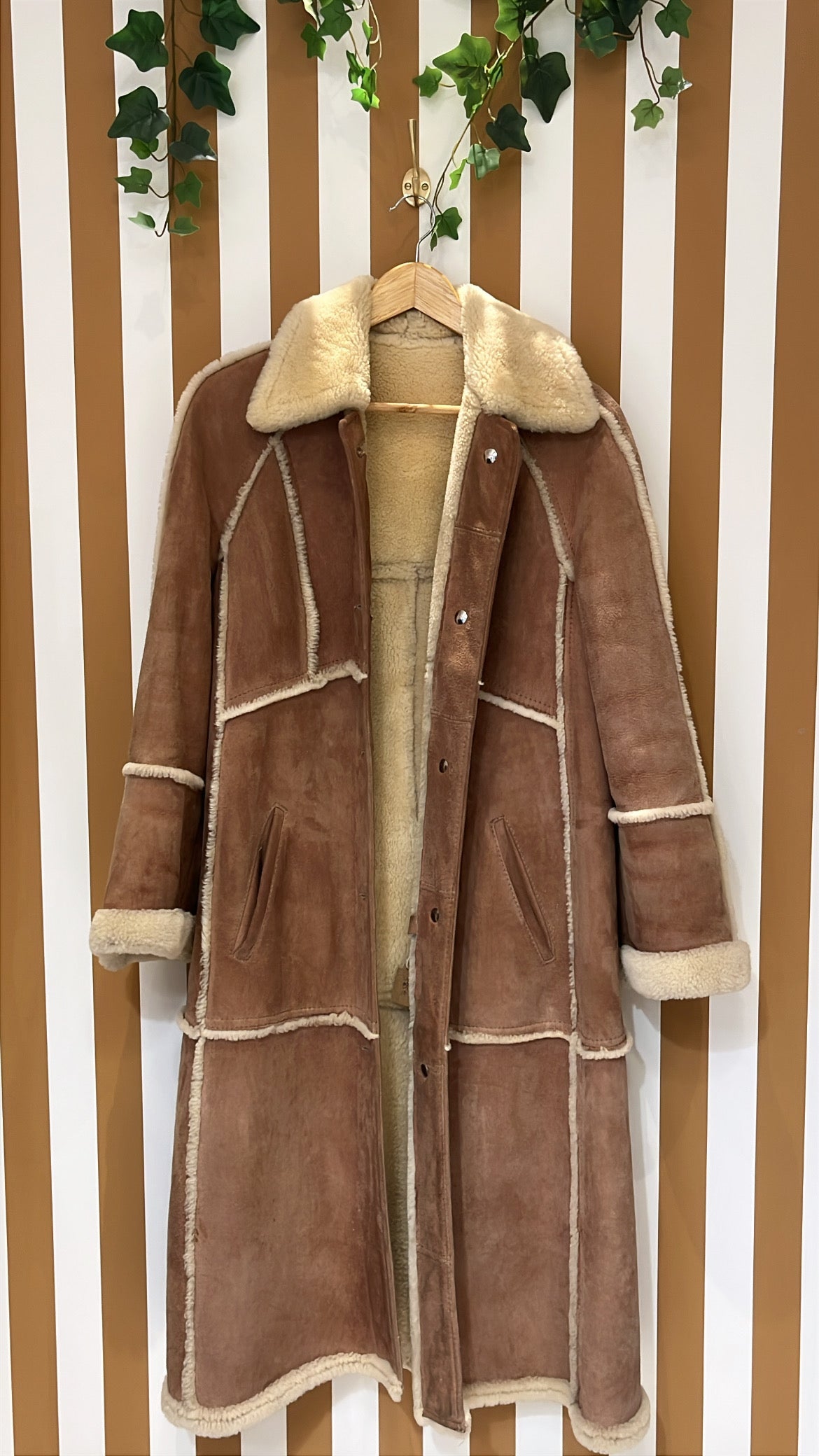 Manteau peau lainée beige