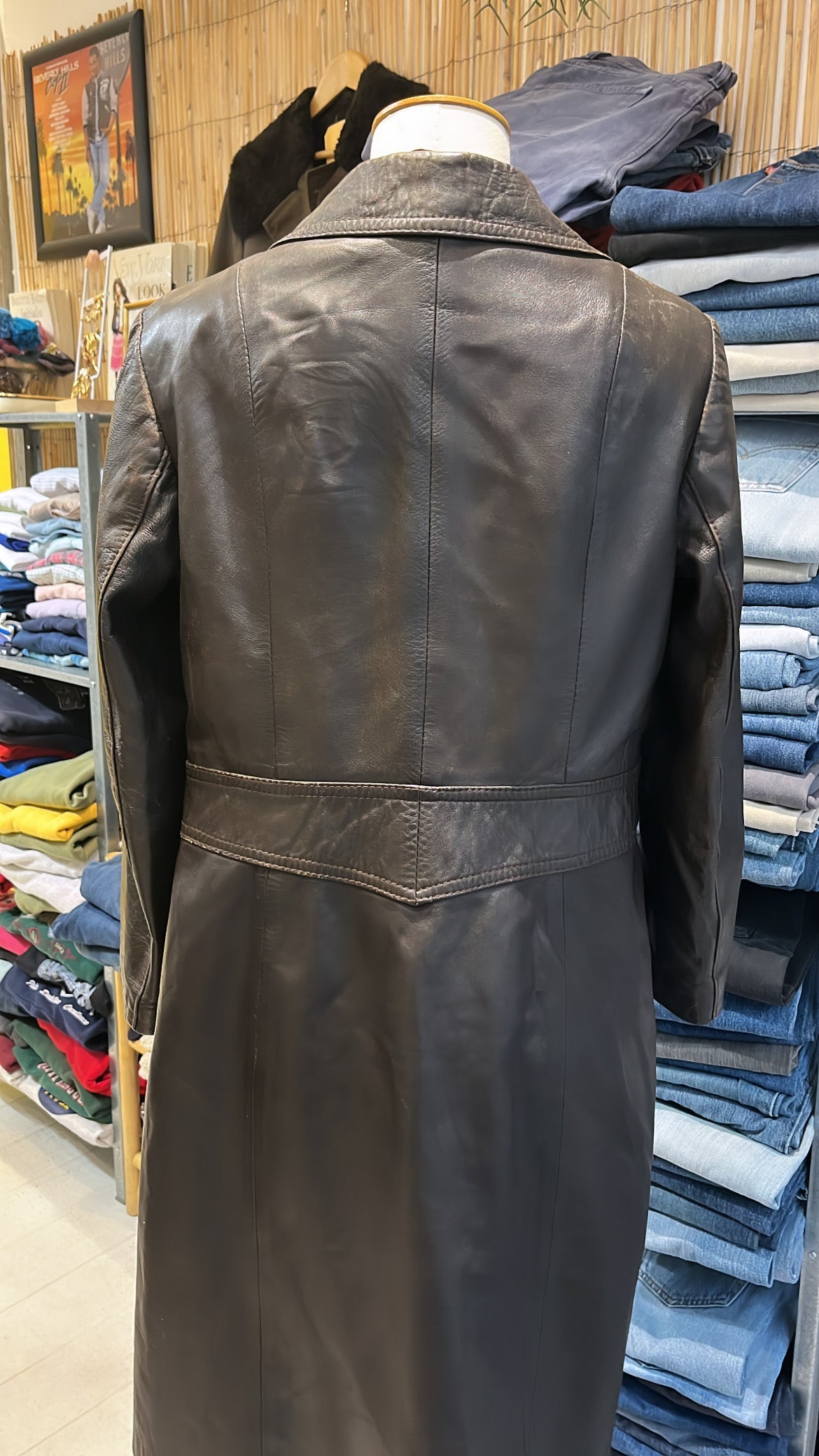 Manteau en cuir marron