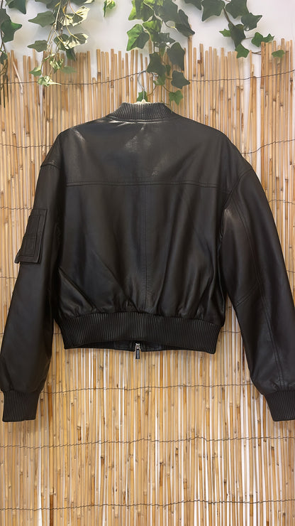 Bomber en cuir noir