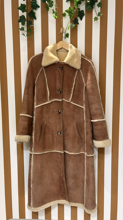 Manteau peau lainée beige