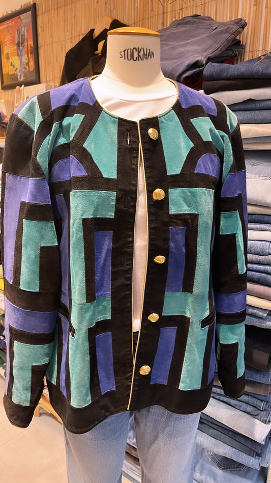 Veste en suède patchwork