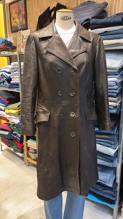 Manteau en cuir marron