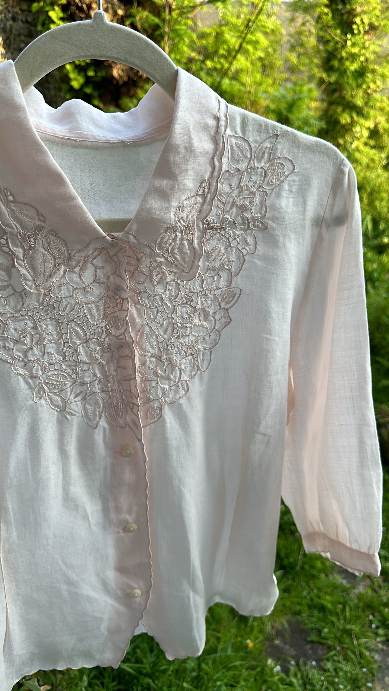 Blouse lingerie rose poudré