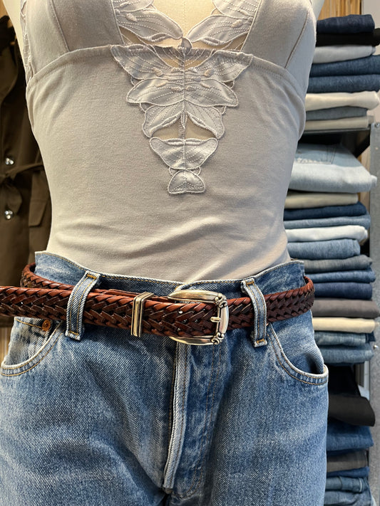 Ceinture marron tressée