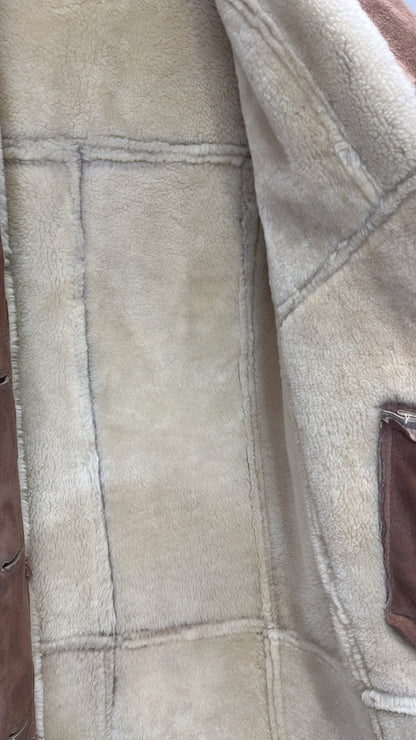 Manteau peau lainée beige