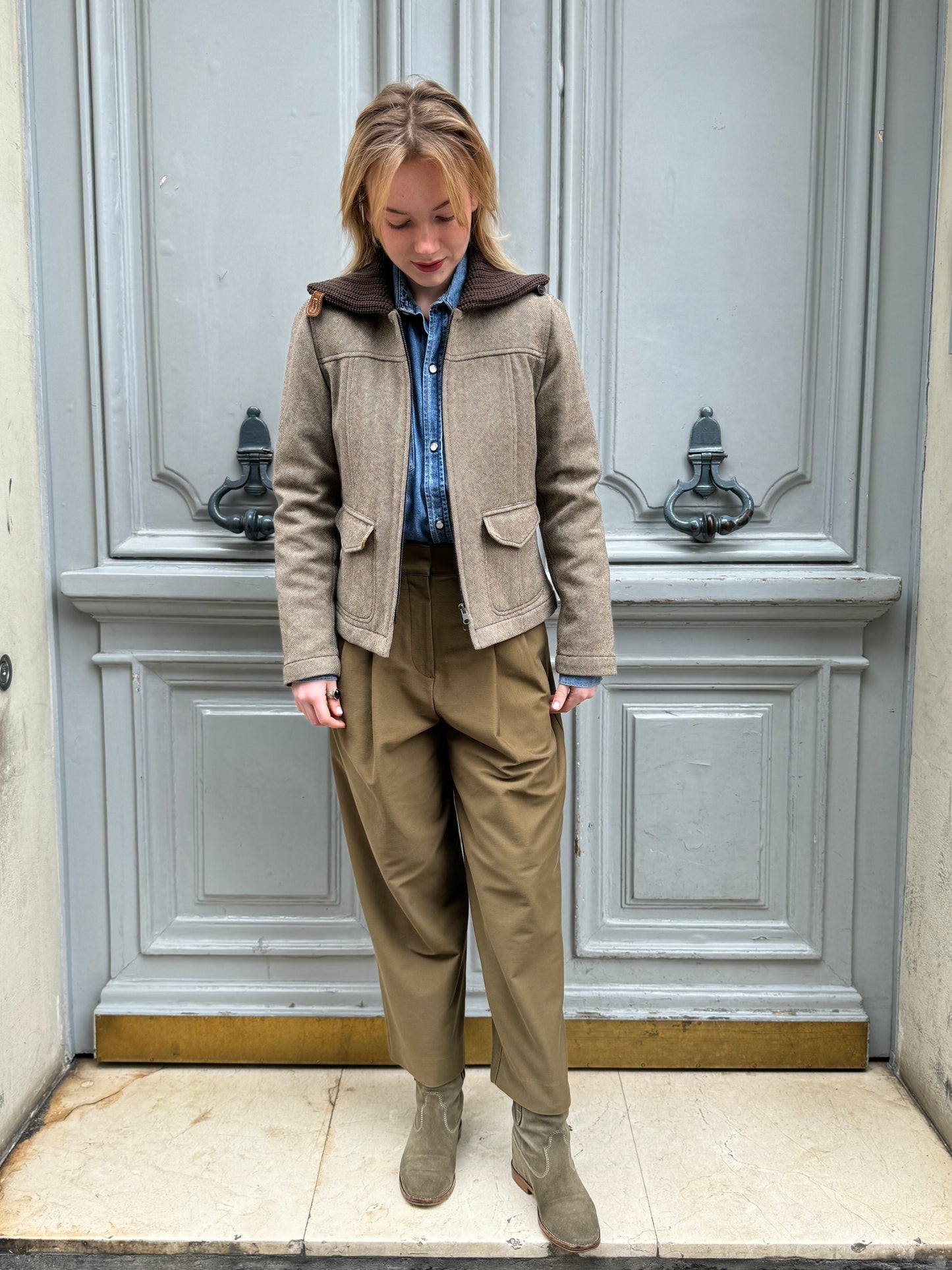 Veste à chevron beige