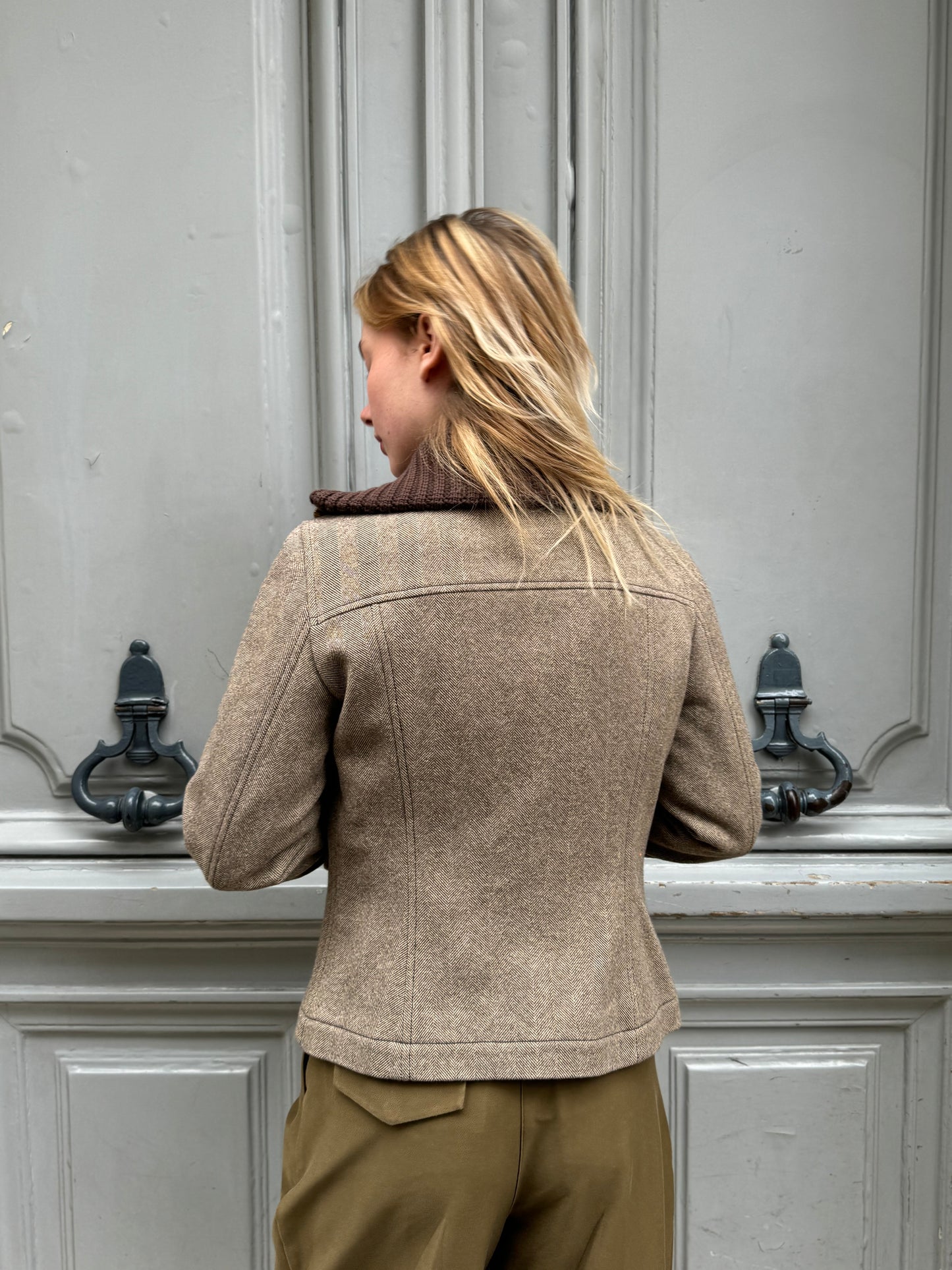 Veste à chevron beige