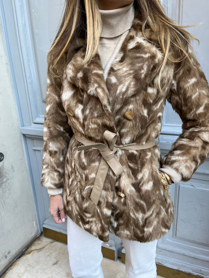 Manteau léopard beige