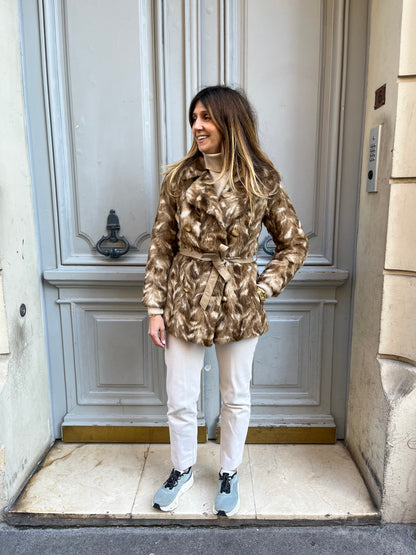 Manteau léopard beige