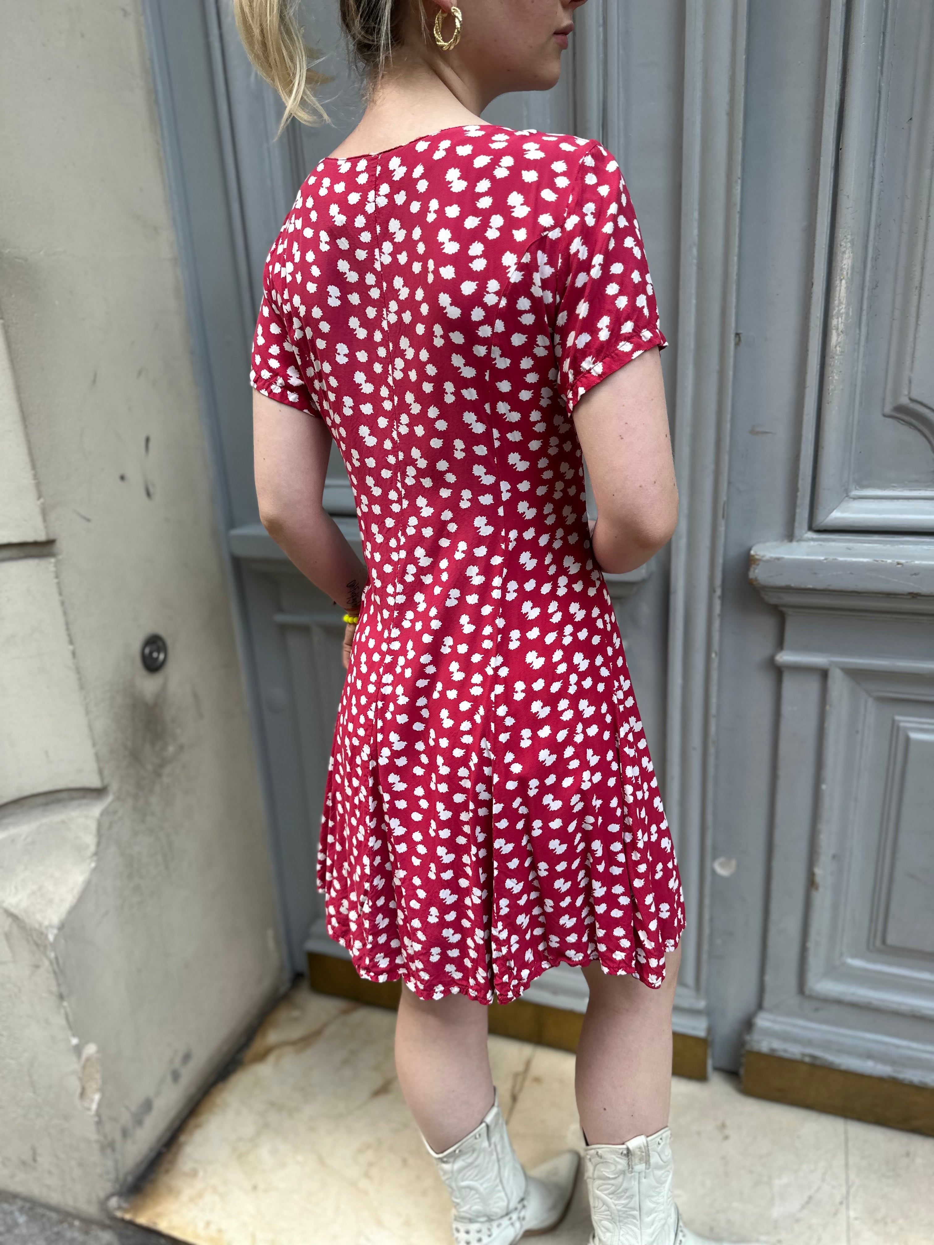 Robe rouge a pois sale