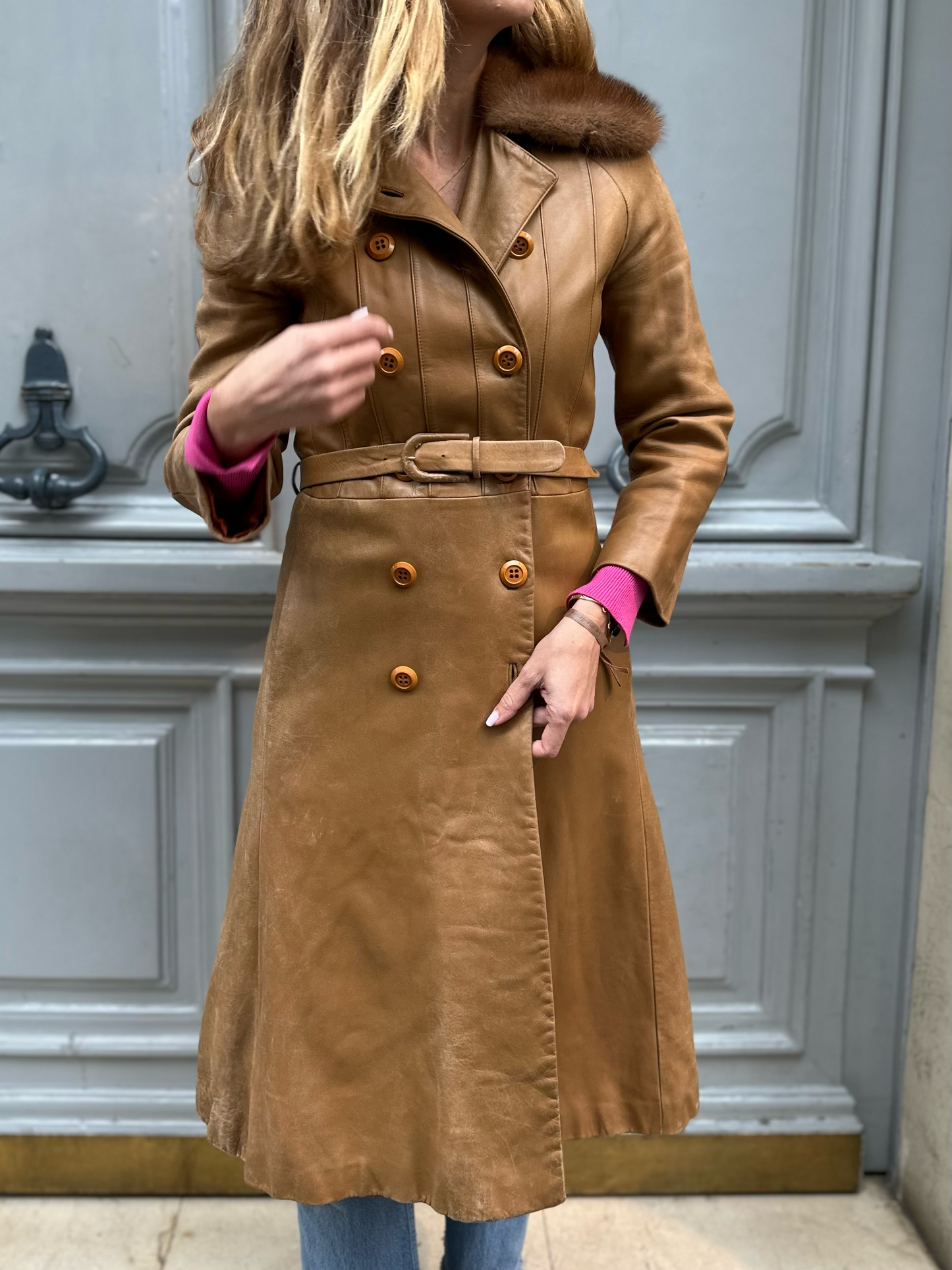 Manteau en cuir 70's