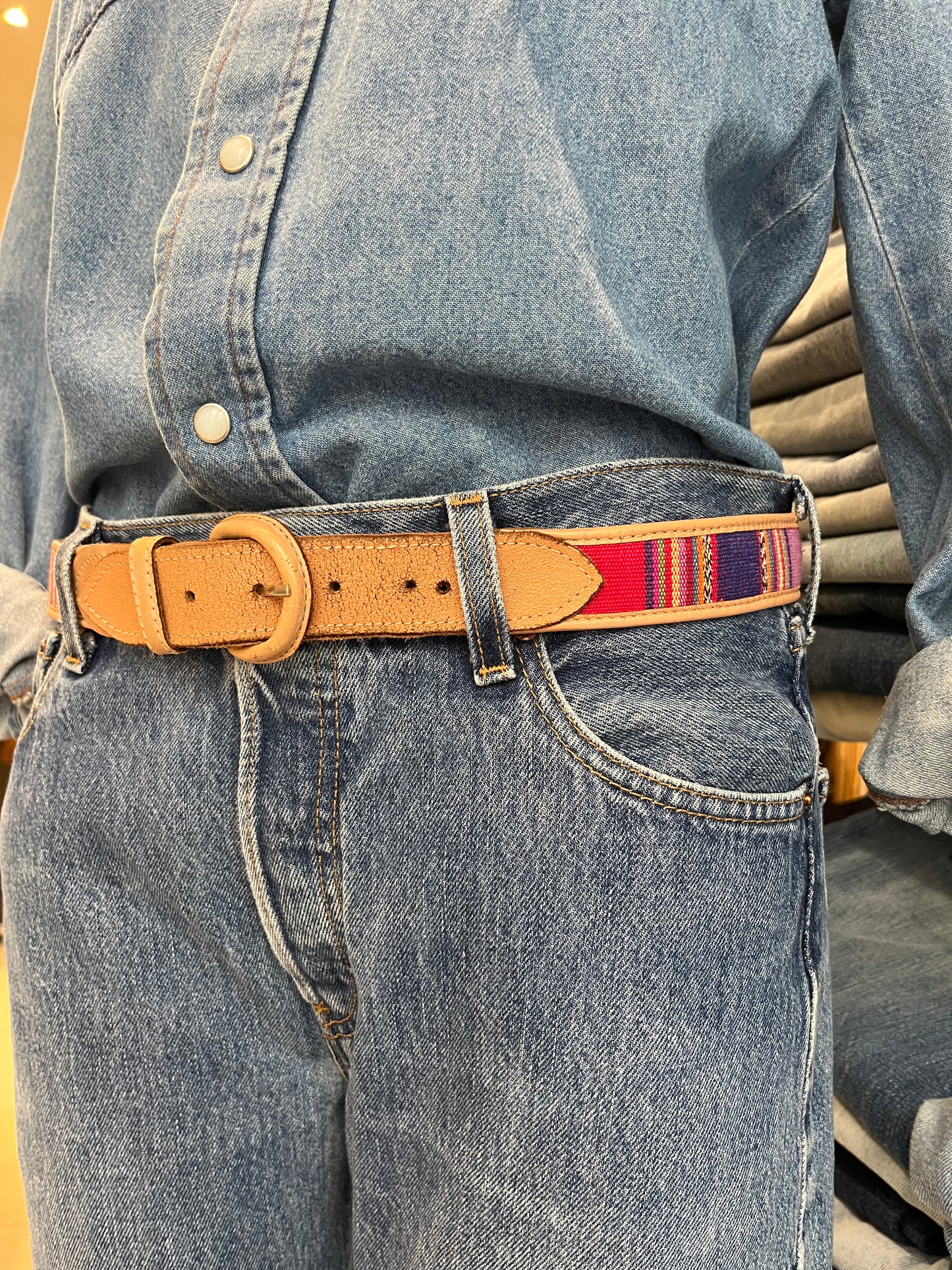 Ceinture beige et multicolore