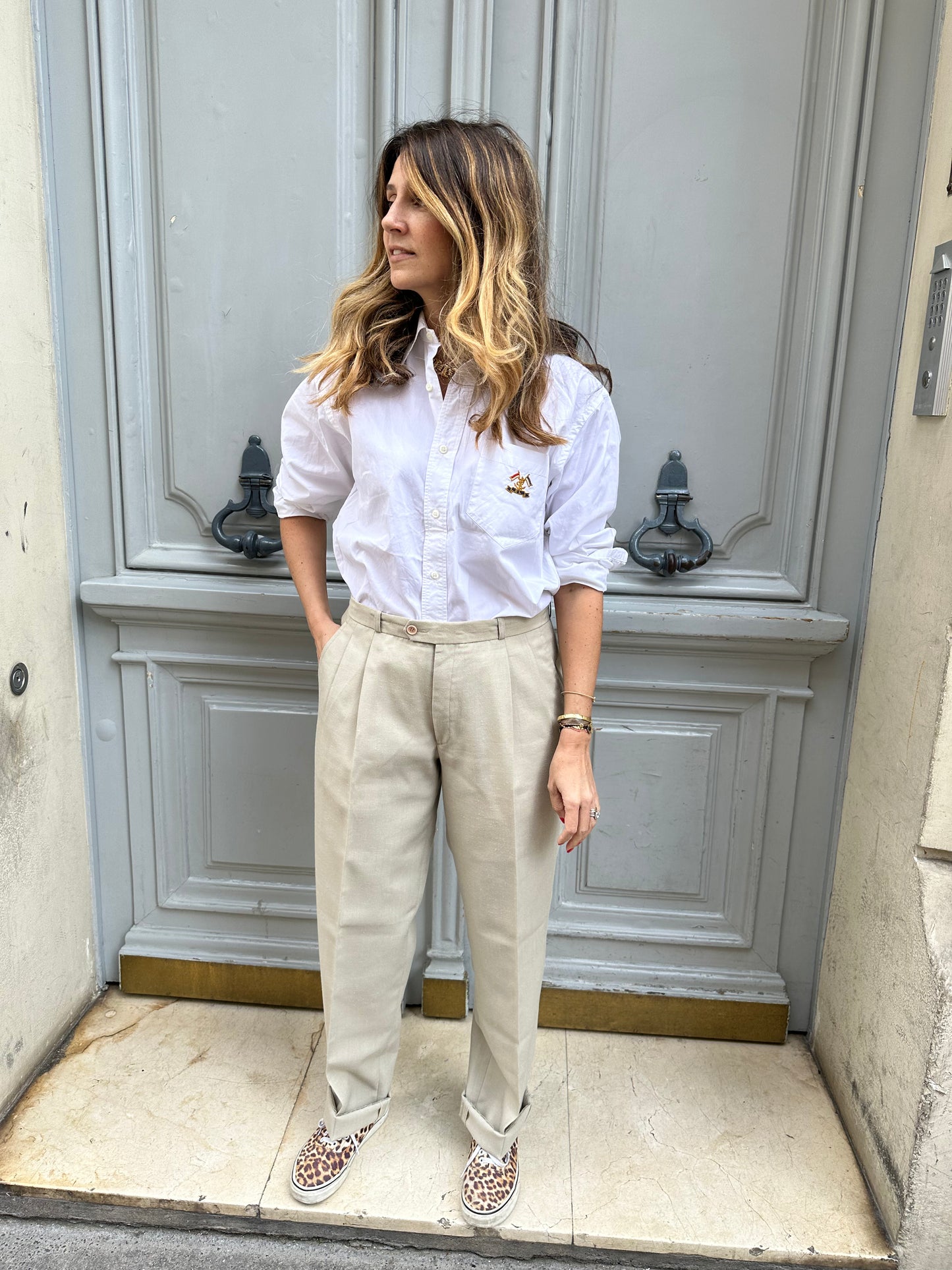 Pantalon à pinces beige