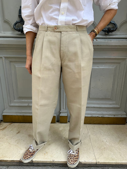 Pantalon à pinces beige