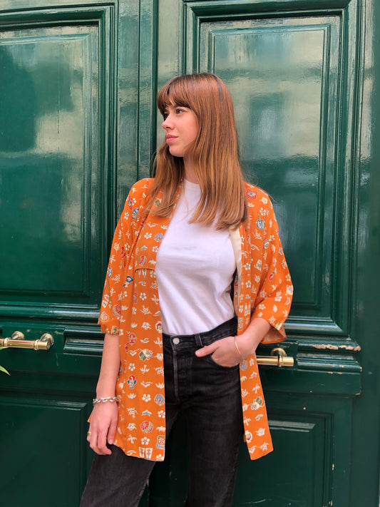 Kimono en soie orange