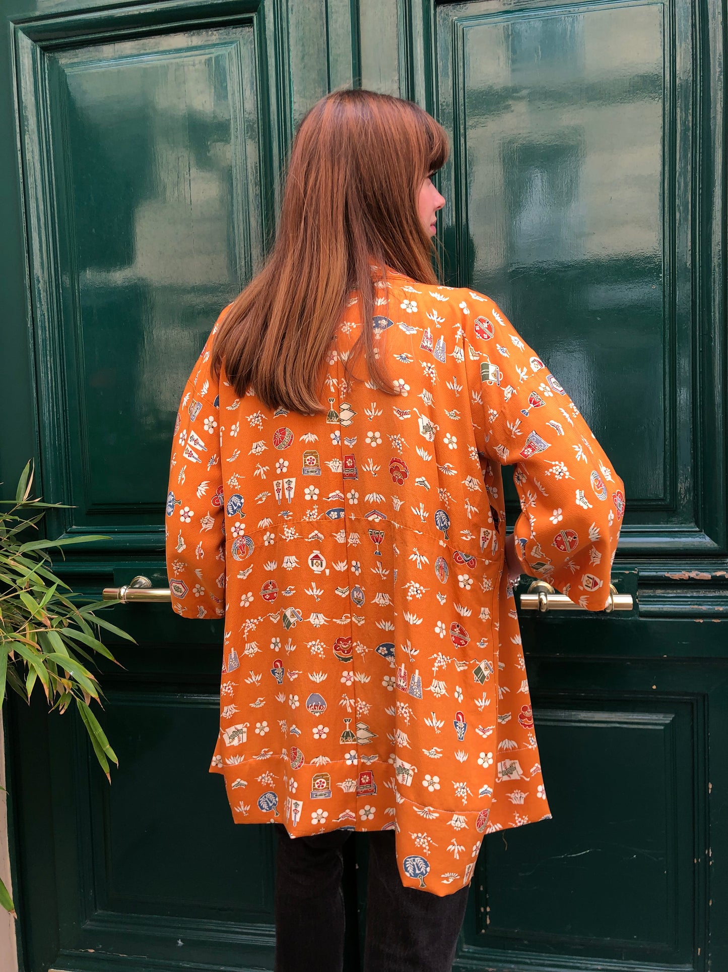 Kimono en soie orange