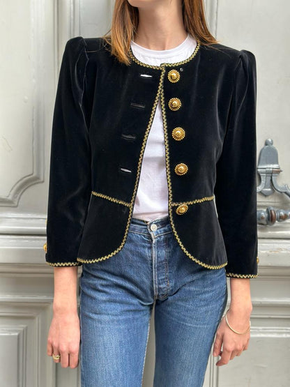 Veste YSL (Rive Gauche) noir avec lisérés dorés