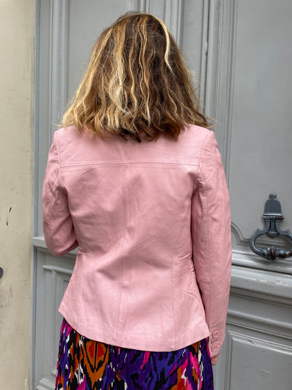 Veste en cuir rose